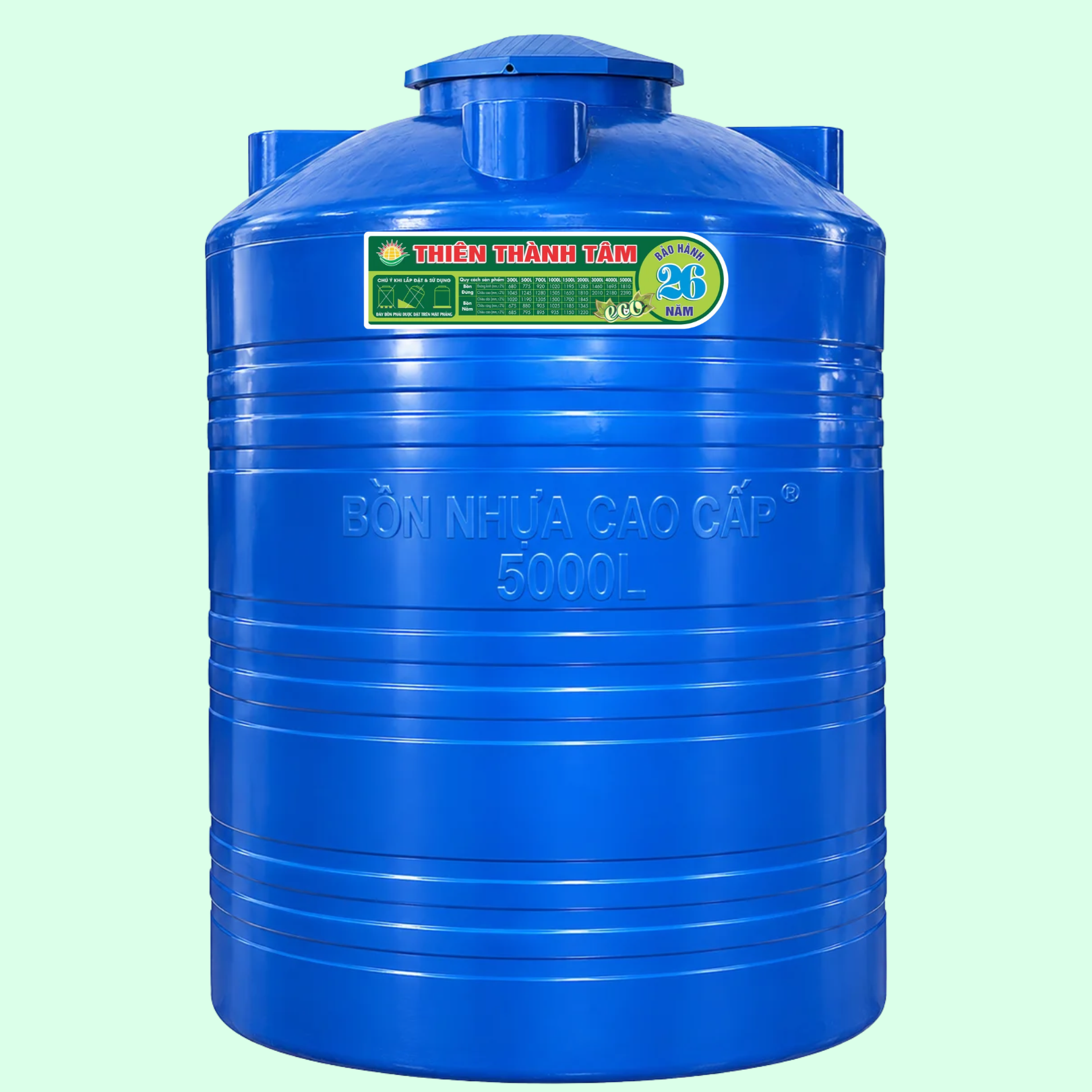 Bồn nhựa 5000L đứng 1800 x 2350mm